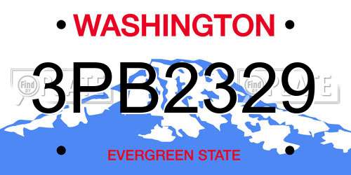 3PB2329 Washington License Plate