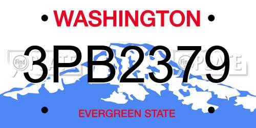 3PB2379 Washington License Plate