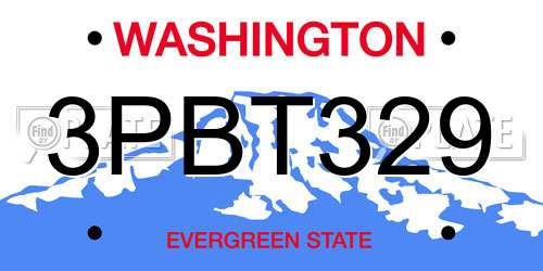 3PBT329 Washington License Plate