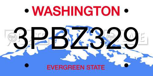 3PBZ329 Washington License Plate