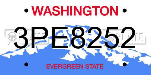 3PE8252 Washington License Plate