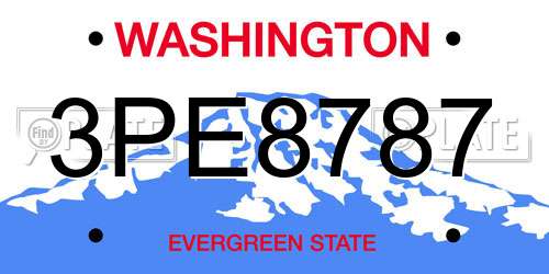 3PE8787 Washington License Plate