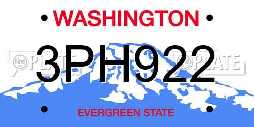 3PH922 Washington License Plate
