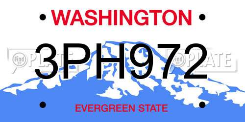 3PH972 Washington License Plate