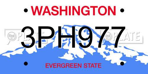 3PH977 Washington License Plate
