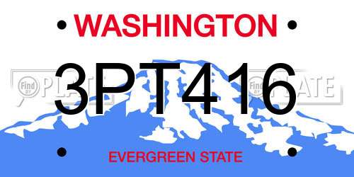 3PT416 Washington License Plate