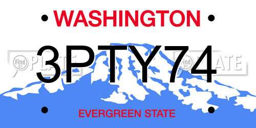 3PTY74 Washington License Plate