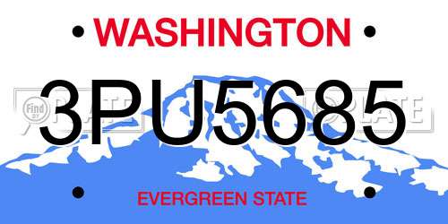 3PU5685 Washington License Plate