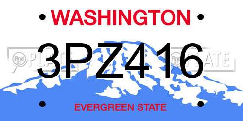 3PZ416 Washington License Plate