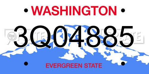3Q04885 Washington License Plate