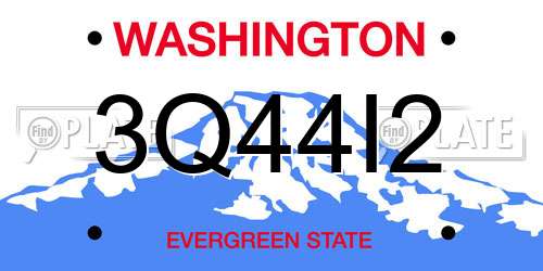 3Q44I2 Washington License Plate