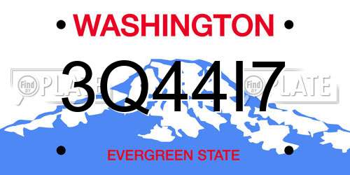 3Q44I7 Washington License Plate