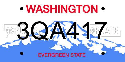 3QA417 Washington License Plate