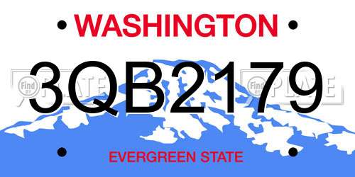 3QB2179 Washington License Plate