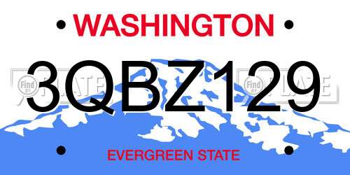 3QBZ129 Washington License Plate