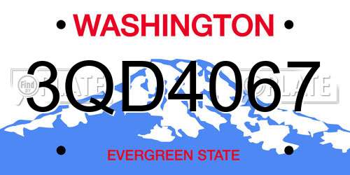 3QD4067 Washington License Plate