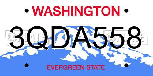 3QDA558 Washington License Plate