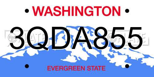 3QDA855 Washington License Plate