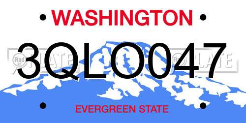 3QLO047 Washington License Plate