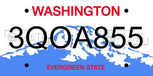 3QOA855 Washington License Plate