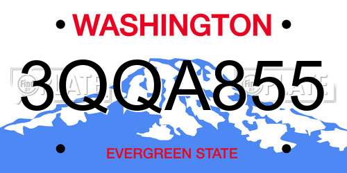 3QQA855 Washington License Plate