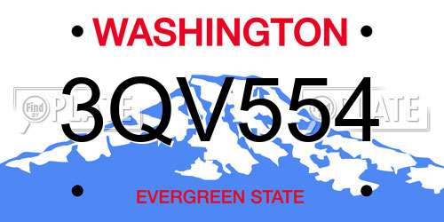 3QV554 Washington License Plate