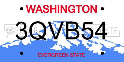 3QVB54 Washington License Plate