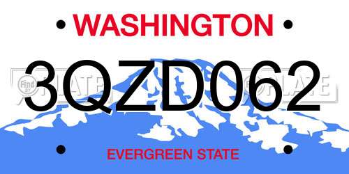 3QZD062 Washington License Plate