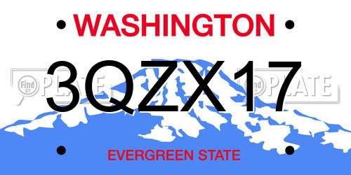 3QZX17 Washington License Plate