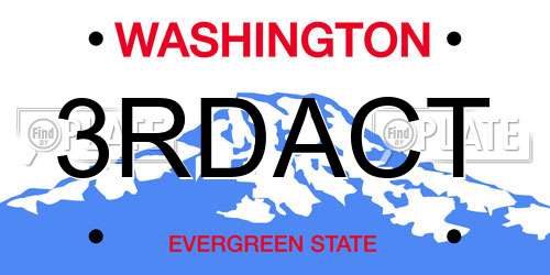 3RDACT Washington License Plate