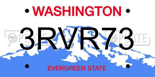 3RVR73 Washington License Plate