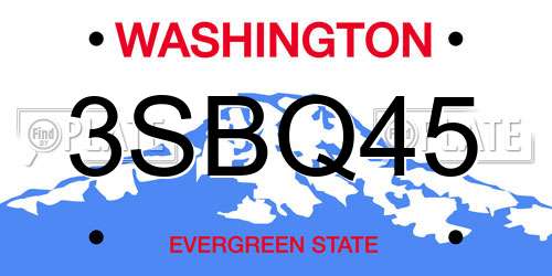 3SBQ45 Washington License Plate