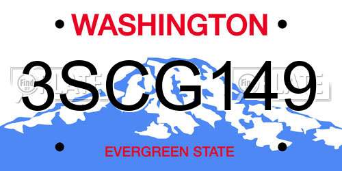 3SCG149 Washington License Plate