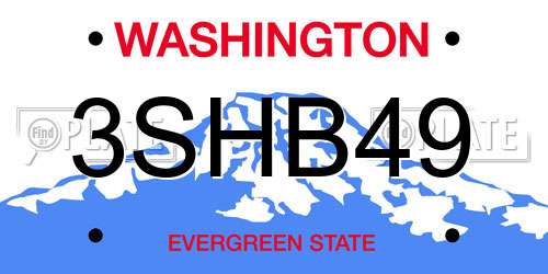 3SHB49 Washington License Plate