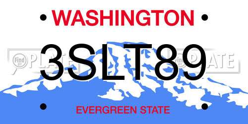 3SLT89 Washington License Plate