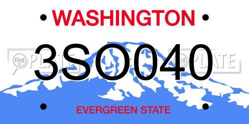 3SO040 Washington License Plate