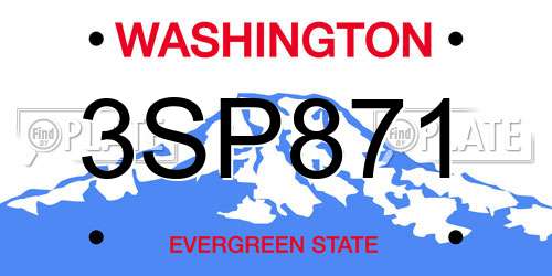 3SP871 Washington License Plate