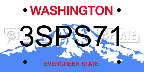 3SPS71 Washington License Plate