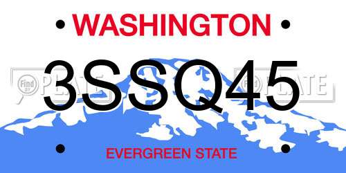 3SSQ45 Washington License Plate