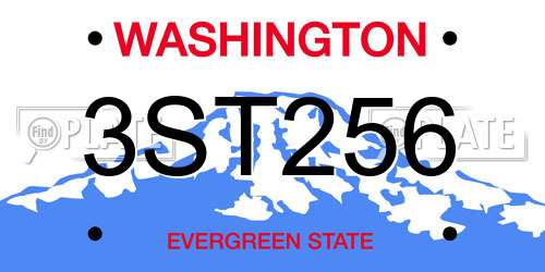 3ST256 Washington License Plate