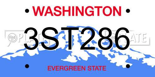 3ST286 Washington License Plate
