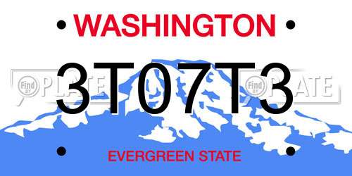 3T07T3 Washington License Plate