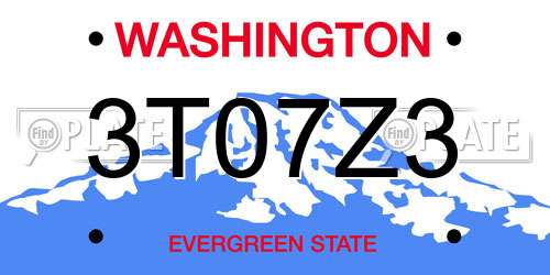 3T07Z3 Washington License Plate