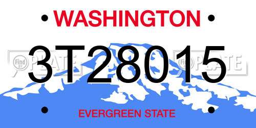 3T28015 Washington License Plate