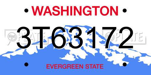 3T63172 Washington License Plate