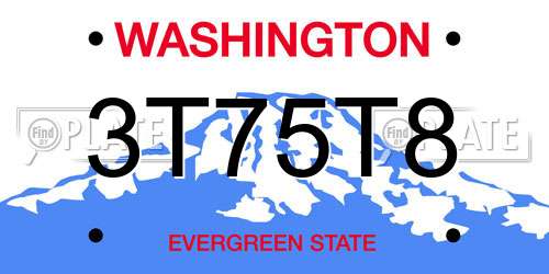 3T75T8 Washington License Plate