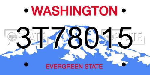 3T78015 Washington License Plate