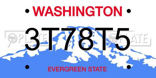 3T78T5 Washington License Plate