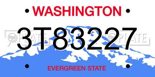 3T83227 Washington License Plate
