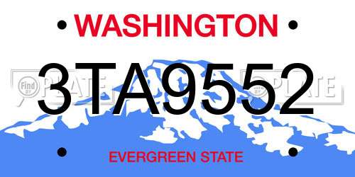 3TA9552 Washington License Plate